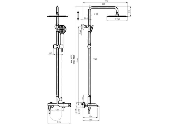 Duschpelarset Olo (BK)+Ultra-10 (SW) (DV3/4) (BK)