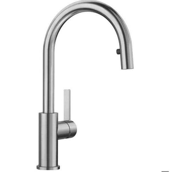 Köksblandare - BLANCO - CANDOR-S - Borstat rostfritt stål - Utdragbar spray - Keramisk patron