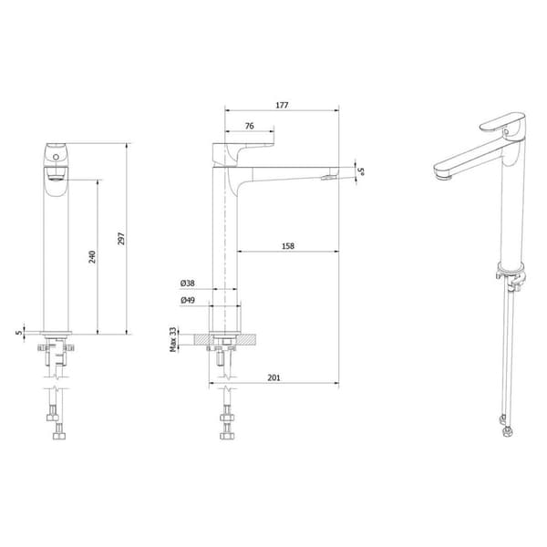 VikingBad Fryd Høy Servantbatteri H297mm