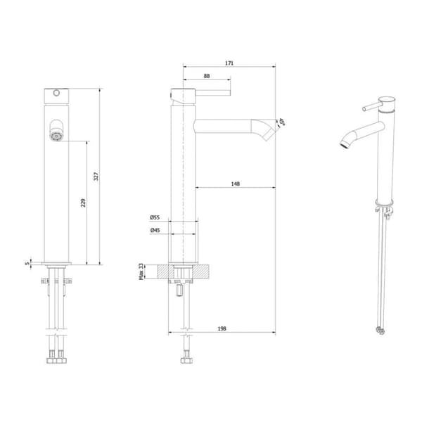 VikingBad Veni Høy Servantbatteri H327mm