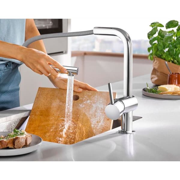 GROHE Minta 30274000 köksblandare i L-storlek - handduschpip - StarLight krom - SilkM - EasyDock