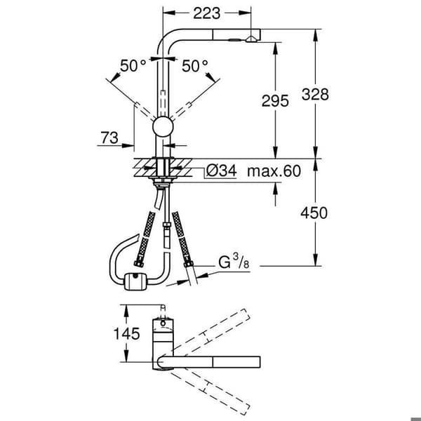 GROHE Minta 30274000 köksblandare i L-storlek - handduschpip - StarLight krom - SilkM - EasyDock