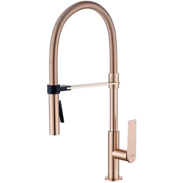 GRIFEMA LYON- Professionell köksblandare, kökskran med mycket hög pip med utdragbar spray, krom/guld