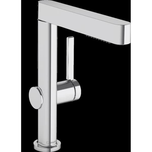 HANSGROHE Finoris tvättställsblandare med 2 jet utdragbar spray, krom Push-Open avfall