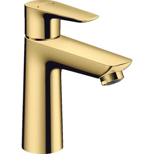 HANSGROHE Talis E 110 engrepps handfatsblandare, utan pop-up-avfall eller pop-up-avfall polerad guldfinish