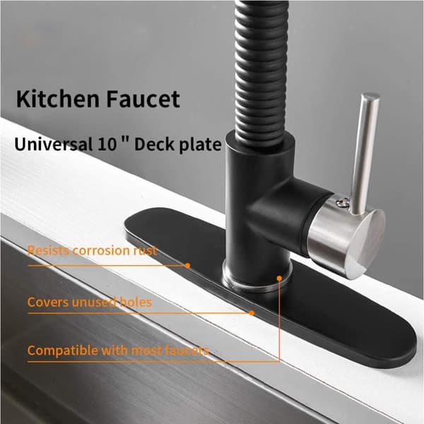 Rustfrit stål oval vandhane base 10 tommer Sort