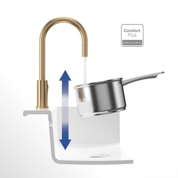 Köksblandare - Villeroy &amp; Boch - UMBRELLA FLEX - Matt guldrostfritt stål - Utdragbar dusch - 360° svängning