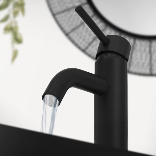 LuxeBath Wasserhahn Bad klein; Waschtischarmatur für Badezimmer; Schwarz; aus Messing; Rund; Mischbatterie für Heißes und Kaltes Wasser;