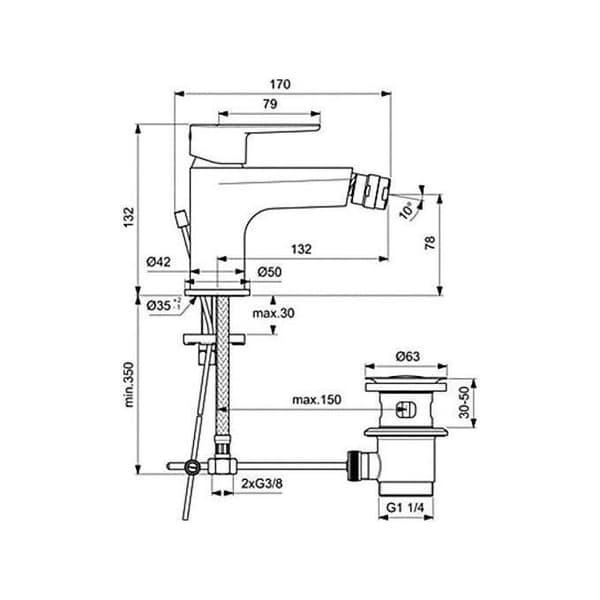 Ideal Standard BC705AA Cerafine O Bidéblandare Krom
