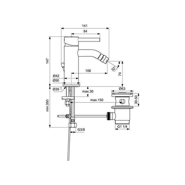 Ideal Standard BC197AA Chrome Bidé Kran