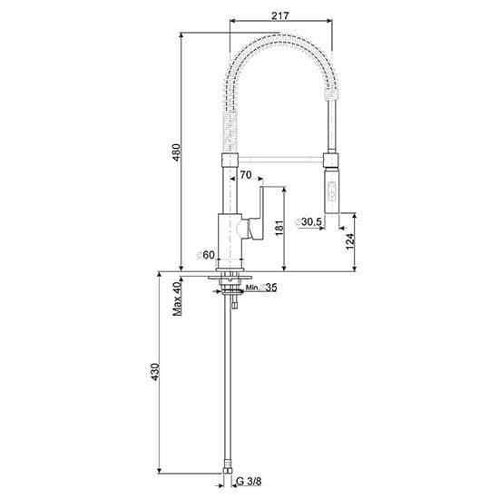 Smeg MIDR55CR, Krom, Spakhandtag, Enkel, G3-8, 4 cm, 3,5 cm