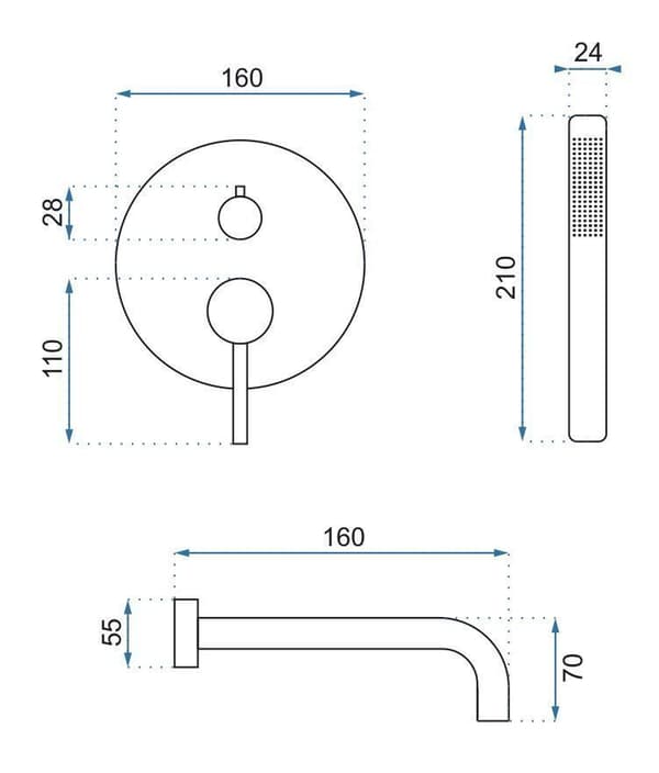 IND BYGGET BADEKARSBATTERI LUNGO HVID + KASSE
