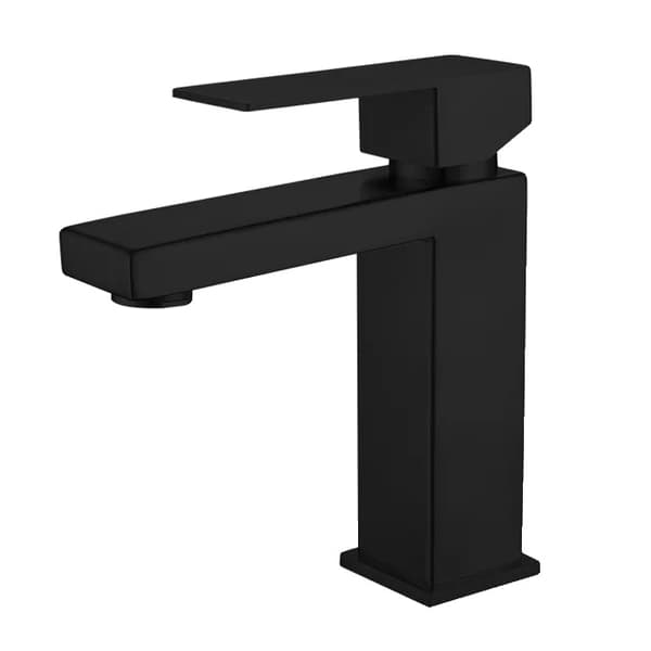 Badeværelse håndvask vandhane, rustfrit stål, monteret på bordet, enkelt håndtag, enkelt hul, sort kort black short