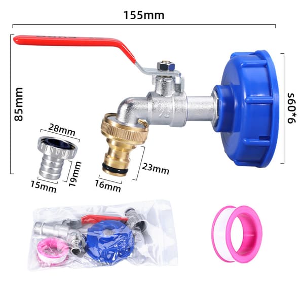INF Vandhane med vandhaneadapter til IBC tank 1/2 Inch Alloy Faucet