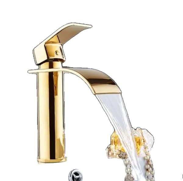 Vandhane, Vandfaldsdesign, Messingmateriale, guld kort