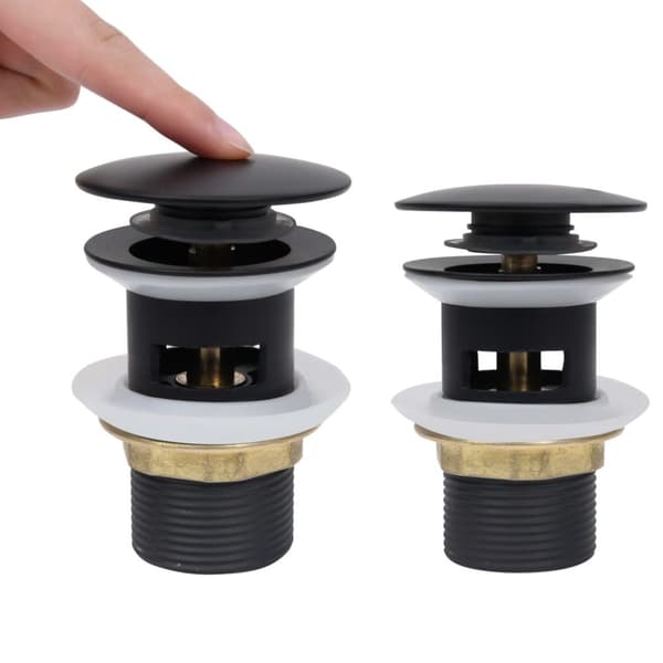 vidaXL Pop-up bottenventil med överflödesfunktion svart 6,4x6,4x9,1 cm -  Kranar