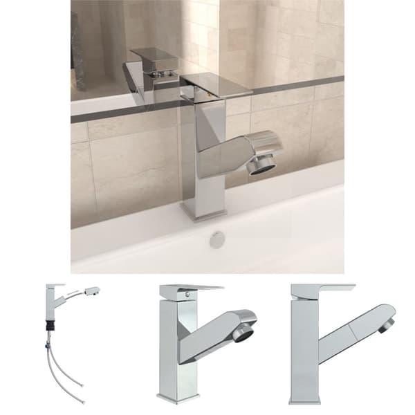 The Living Store vandhane m. udtræksfunktion til håndvask 157x172 mm kromfinish -  Vandhaner
