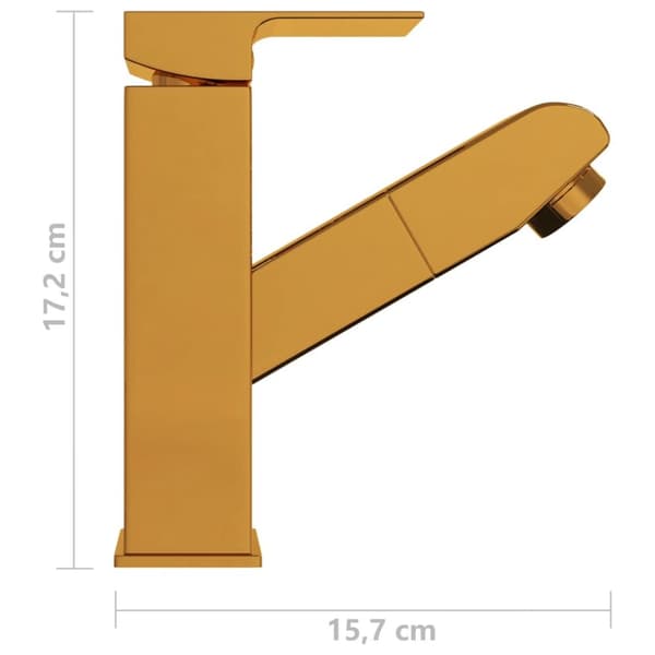 Vandhane m. Udtræksfunktion til badeværelsesvask 157x172 mm guld - Vandhane - Vandhaner - Home & Living