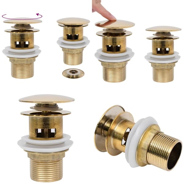 Pop-up bottenventil med överflödesfunktion guld 6,4x6,4x9,1 cm - Bottenventil - Bottenventiler - Home & Living