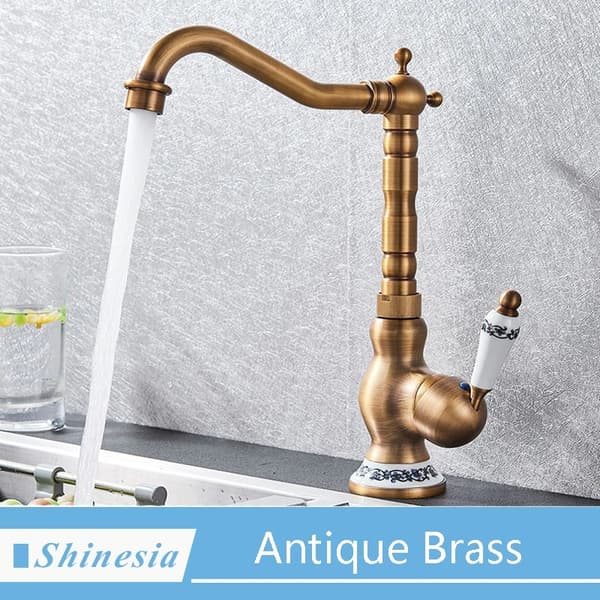 Køkkenarmatur, Antik Messing Finish, Varmt og Koldt Vand Blander, Antique Brass A Tall