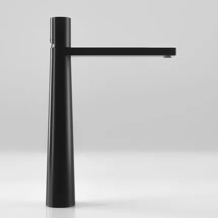 Badeværelsesvaskarmatur, Enkeltgrebsdesign, Mat Sort Finish, sort høj