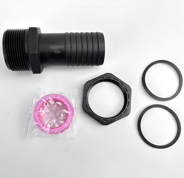 INF Plast tønnetapp - 40 mm enkeltgjenget PP dyseadapter