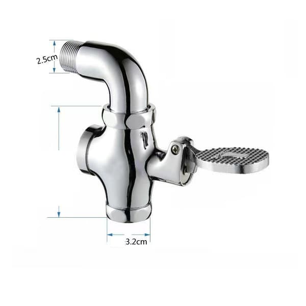 INF Fodpedalventil i messing - stor, 1/4" indløb (90° albue)