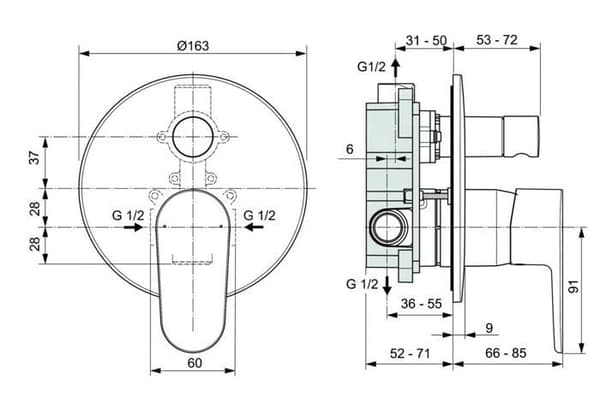 Ideal Standard Cerafine O Dolt badkarsarmatur med stomme, krom A7193AA
