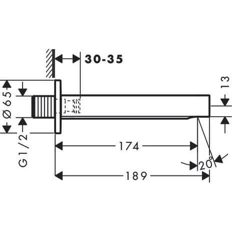 Matt svart pip - HANSGROHE - Finoris - Längd 174 mm - Maximalt flöde 20,3 l/min - Normal stråle