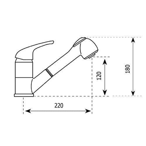 Första f-2580/01jam Engrepps utdragbar handfat duschblandare med cumulatore, krom - AM10018