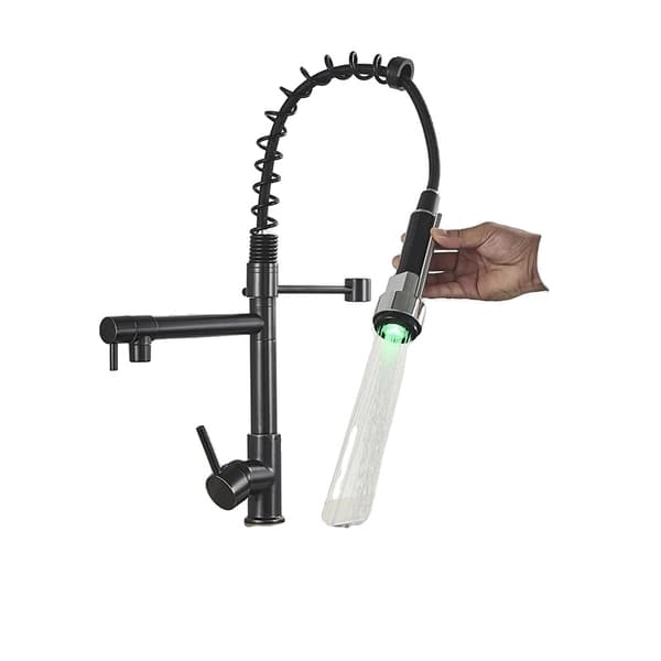 Moderne køkkenarmatur, dobbeltfunktion tud, LED-lysindikator, holdbar messingkonstruktion,ORB En led