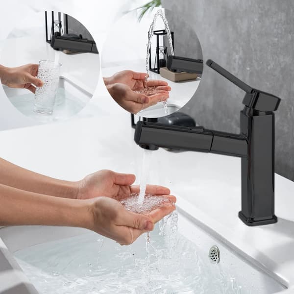 Vaskarmatur, Træk-ud Design, Varmt & Koldt Vand Funktionalitet,54101b-sort, vandhane