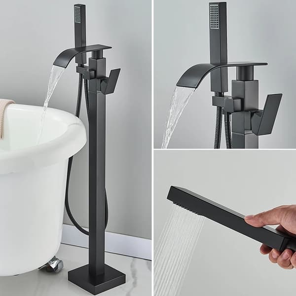 Stående badekarhane, dobbelt kontrolsystem, moderne design,Matte sort
