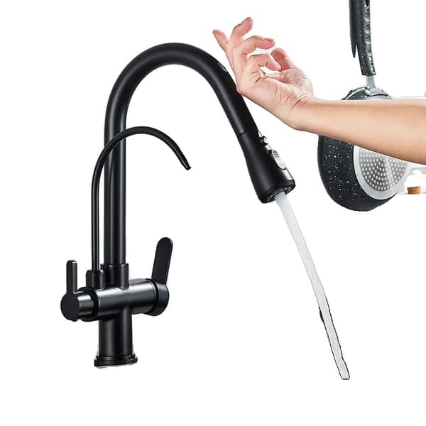 Sort Smart Touch Køkkenarmatur, Dobbelt Funktion Spray, Keramisk Ventil Kerne,Sort