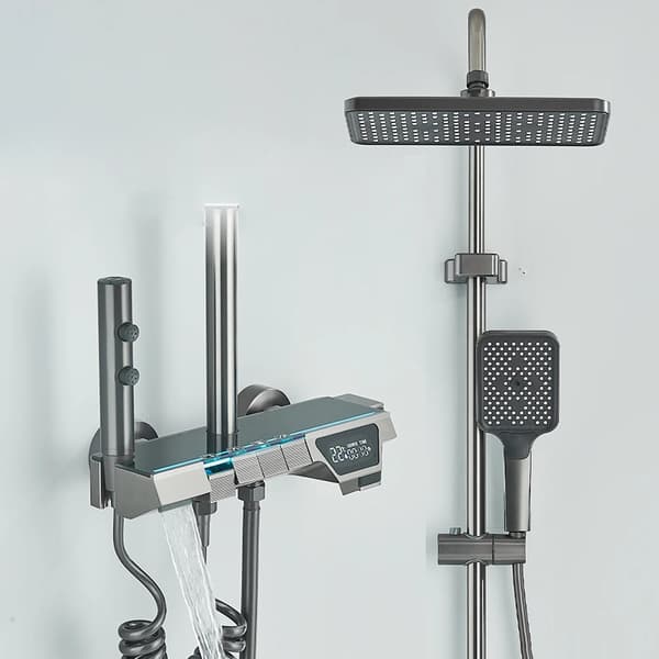 Moderne Brusearmatur, Digitalt Display, Aluminium & Messing,Stil B