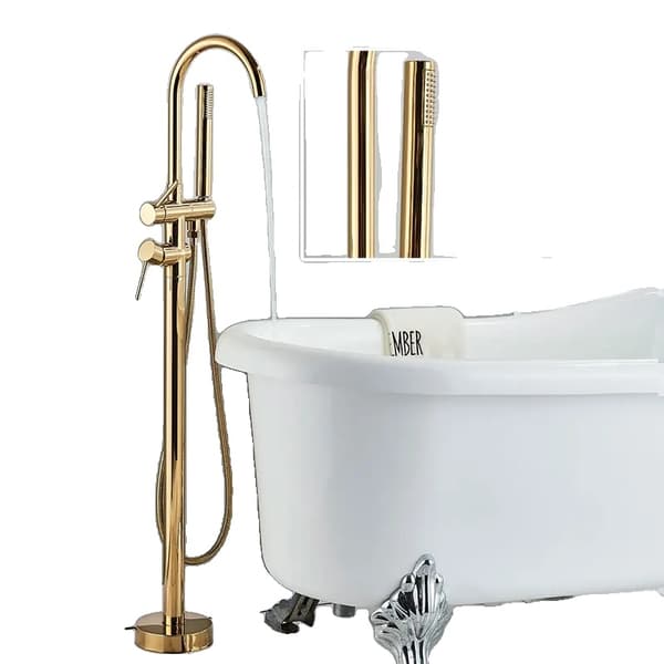 Moderne badekarhane, dobbelt håndtag, ABS håndbruser,matte sort B polished gold