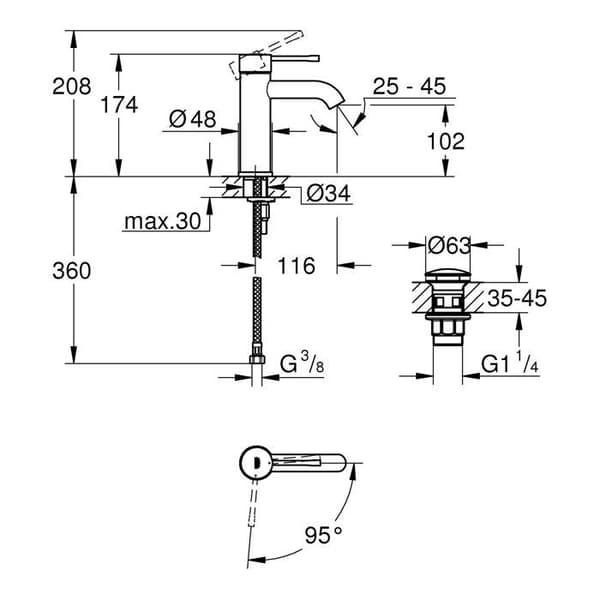 VVS - GROHE - 23797001 - Energisparande - Kromad finish - Snabb installation