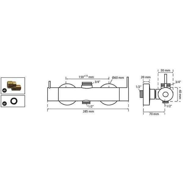 Wirquin 60721400 mekanisk duschblandare - Krom - 3/4" högt uttag