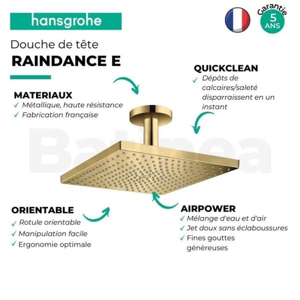 Raindance E 300 takdusch - HANSGROHE - Takanslutning - Gul - Metall