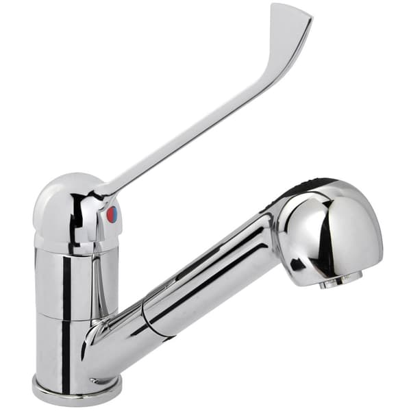 Köksblandare med utdragbar dusch, rostfritt stål, höjd 230 mm - Hendi 810255