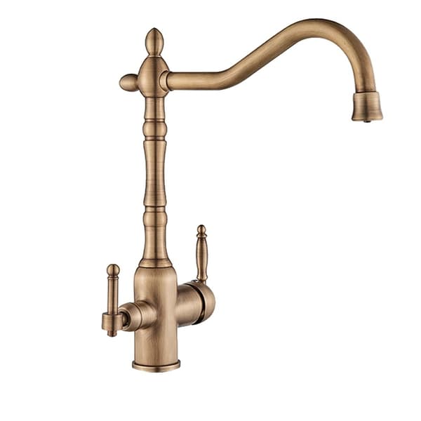 Køkkenvask, Dobbelt Håndtag Design, Poleret Messing Finish,Antik messing