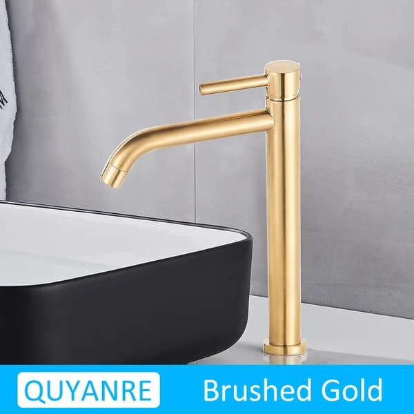 Quyanre Bassängkran, Elegant Matt Svart eller Borstad Guld Finish, Enkel Installation,Borstad guld