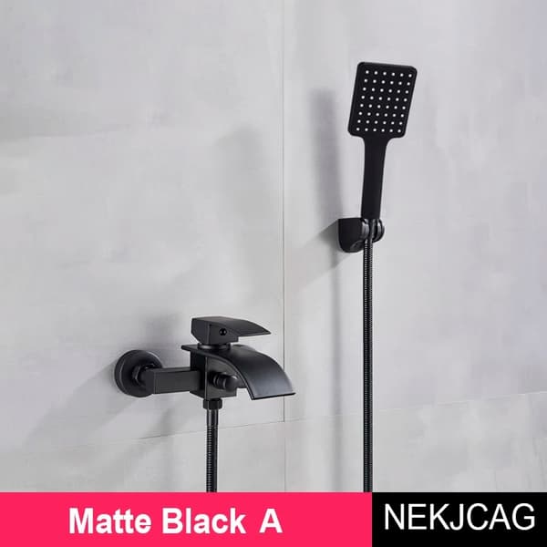 Badekararmatur, Moderne Design, Vandfaldsudløb Funktion,Matte Black A