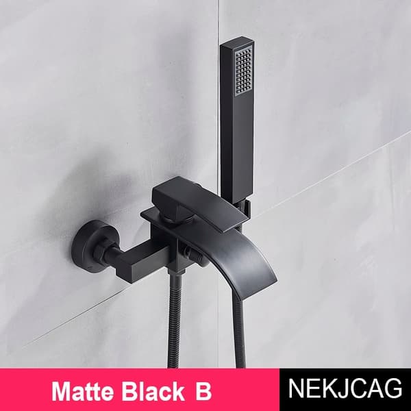 Badekararmatur, Moderne Design, Vandfaldsudløb Funktion,Matte Black A