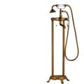 Miniatyrbillede 1 af 2: Badekar Gulvmonteret Vandhane, Dobbelt Håndtag Design, Antik Messing Finish,Antik Messing A