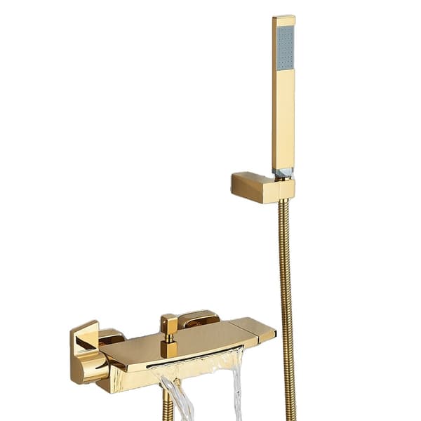 Badekar Bruserarmatur, Holdbar Keramisk Ventil, Moderne Elektroplateret Finish,Krom Polished Gold