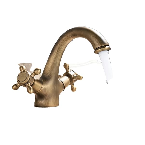 Antik Badeværelsesarmatur, Design med dobbelt håndtag, Holdbar keramisk ventil,Antik Messing
