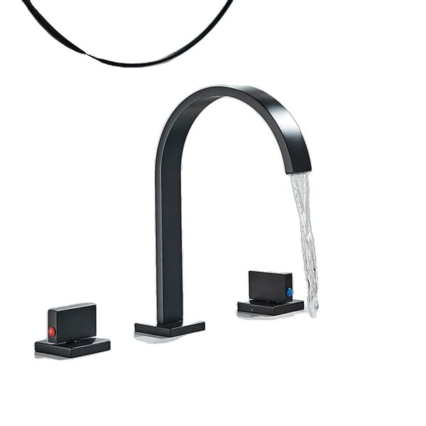 Vaskarmatur, mat sort finish, dobbelt håndtagsdesign, moderne stil,Matte Black A = Mat Sort A