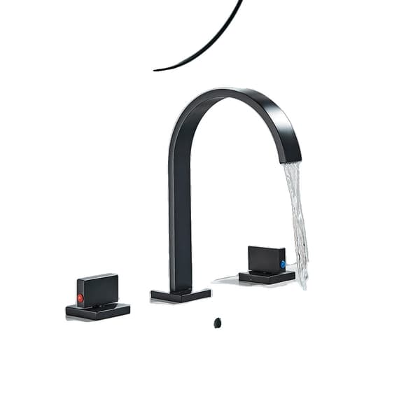 Vaskarmatur, Nutidigt Design med Dobbelt Håndtag, Messing Konstruktion,Matte Black A = Mat Sort A