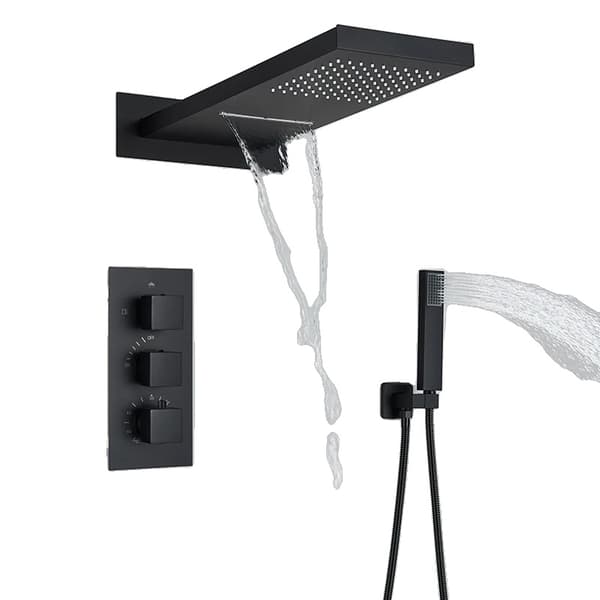 Termostatisk Bruserarmatur Sæt, Auto-Thermostat Kontrol, Moderne Design,Børstet Guld Matte Black